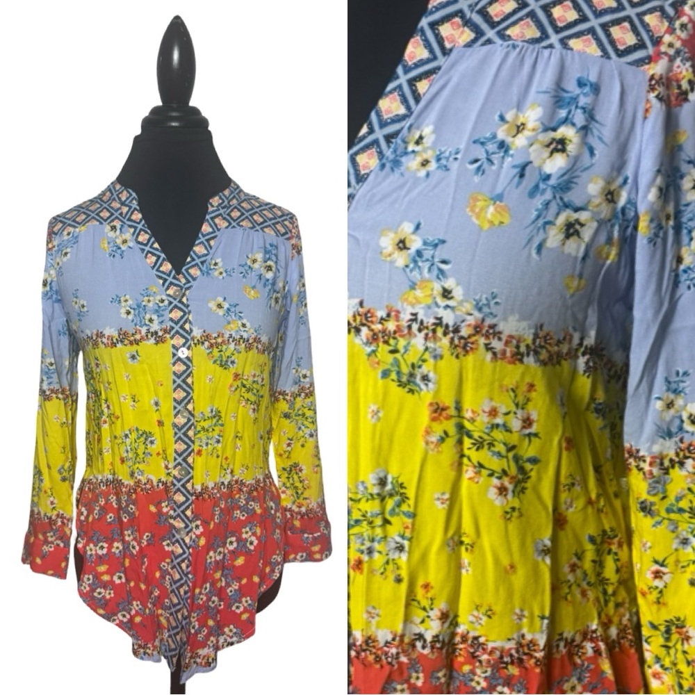 Fig & Feather Floral Patchwork Top